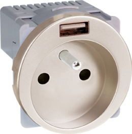 COMETE Prise combinée 2P+T + USB A 5,5V TITANE