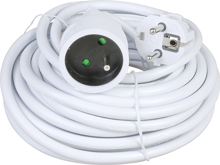 Rallonge 10/16A cable 3x1.5mm² 10m blc