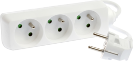 Bloc de 3 prises 2P+T sans interrupteur cable 3x1mm² 1m blanc