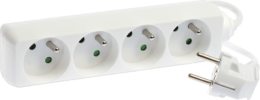 Bloc de 4 prises 2P+T sans interrupteur cable 3x1mm² 1m blanc