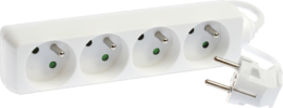Bloc de 4 prises 2P+T sans interrupteur cable 3x1mm² 1m blanc