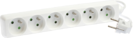 Bloc de 6 prises 2P+T sans interrupteur cable 3x1mm² 1m blanc