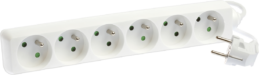 Bloc de 6 prises 2P+T sans interrupteur cable 3x1mm² 1m blanc