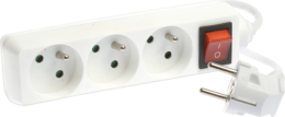Bloc de 3 prises 2P+T  avec interrupteur à voyant  cable 3x1mm² 1m blanc