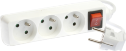 Bloc de 3 prises 2P+T  avec interrupteur à voyant  cable 3x1mm² 1m blanc