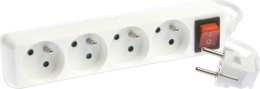 Bloc de 4 prises 2P+T  avec interrupteur à voyant  cable 3x1mm² 1m blanc