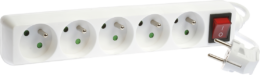 Bloc de 5 prises 2P+T  avec interrupteur à voyant  cable 3x1mm² 1m blanc