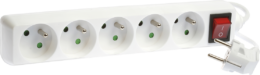 Bloc de 5 prises 2P+T  avec interrupteur à voyant  cable 3x1mm² 1m blanc