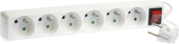 Bloc de 6 prises 2P+T  avec interrupteur à voyant  cable 3x1mm² 1m blanc