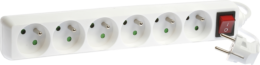 Bloc de 6 prises 2P+T  avec interrupteur à voyant  cable 3x1mm² 1m blanc