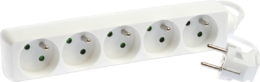 Bloc de 5 prises 2P+T sans interrupteur cable 3x1,5mm² 1,5m blanc