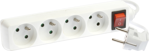 Bloc4 pr.2P+T blanc avec inter. cordon 3G1.5² 1.5m