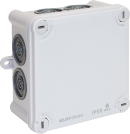 Boite de dérivation super-éco IP55 105x105x55mm - Membranes plates- 7 entrées- 650°