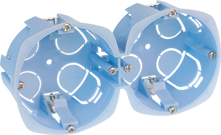 Boite placo 2 postes diam 67mm, prof 40mm, ent 71mm, parois minces