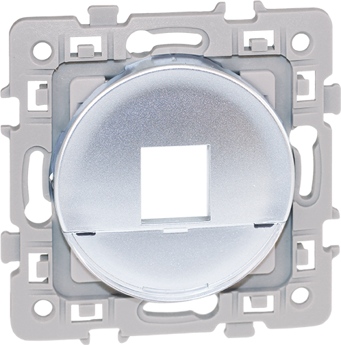 SQUARE Plastron pour noyau de prise RJ45 format Keystone Silver ( noyau non fourni)