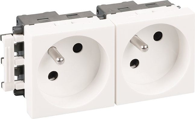 OPTIMA Bloc 2 prises 2P+T blanche