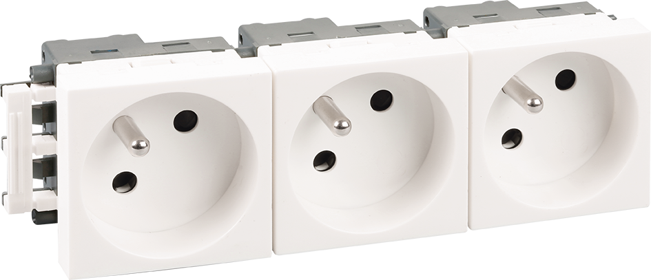 OPTIMA Bloc 3 prises 2P+T blanche