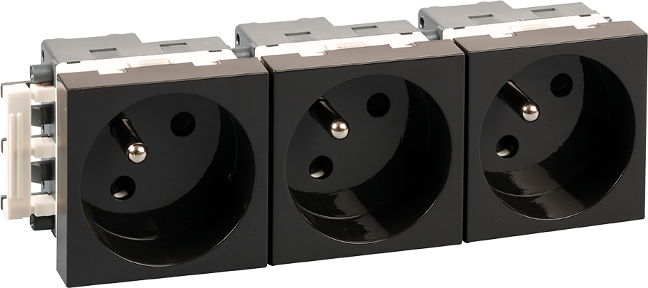 OPTIMA Bloc 3 prises 2P+T noire