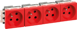 OPTIMA Bloc 4 Prises détrompées 2P+T rouges ( livrées sans détrompeur)