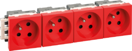 OPTIMA Bloc 4 Prises détrompées 2P+T rouges ( livrées sans détrompeur)