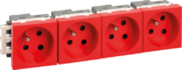 OPTIMA Bloc 4 Prises détrompées 2P+T rouges ( livrées sans détrompeur)