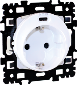 SQUARE Prise combinée 2P+T Schuko + USB C blanc