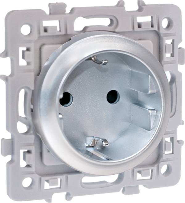 SQUARE  PC 2P+T SILVER SCHUKO