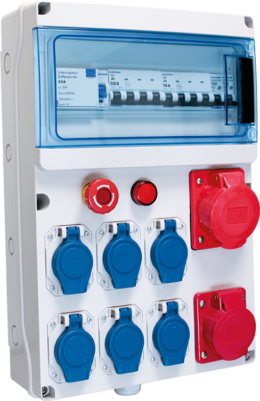 Coffret de chantier triphasé 6xPC 2P+T, 2xPC IEC309