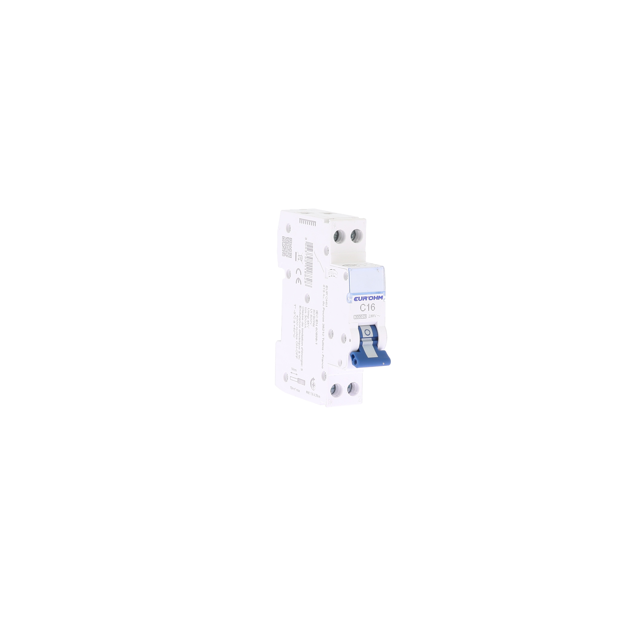 Disjoncteur 1P+N 16A courbe C connexion vis/vis 3kA NF
