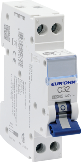 Disjoncteur 1P+N 32A courbe C connexion vis/vis 3kA NF