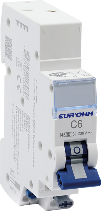 Disjoncteur 1P+N 6A courbe C connexion rapide/rapide 4,5kA NF