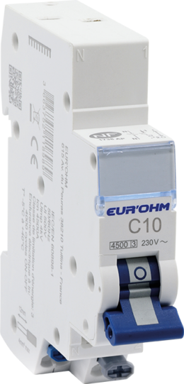 Disjoncteur 1P+N 10A courbe C connexion rapide/rapide 4,5kA NF