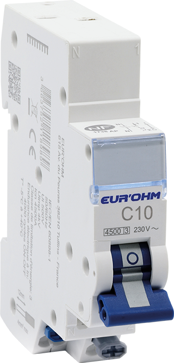 Disjoncteur 1P+N 10A courbe C connexion rapide/rapide 4,5kA NF