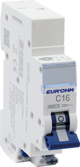 Disjoncteur 1P+N 16A courbe C connexion rapide/rapide 4,5kA NF