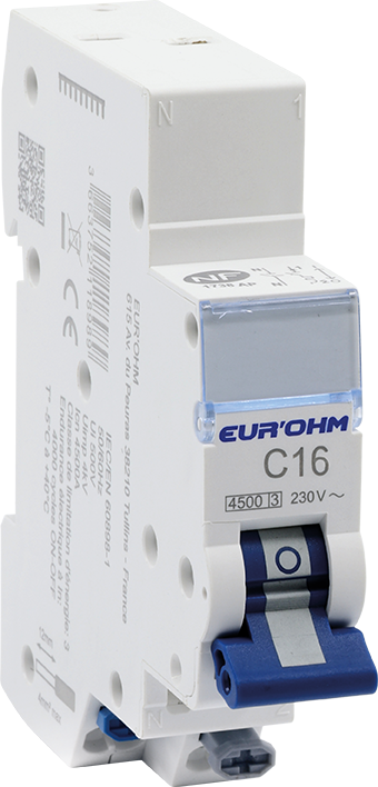 Disjoncteur 1P+N 16A courbe C connexion rapide/rapide 4,5kA NF