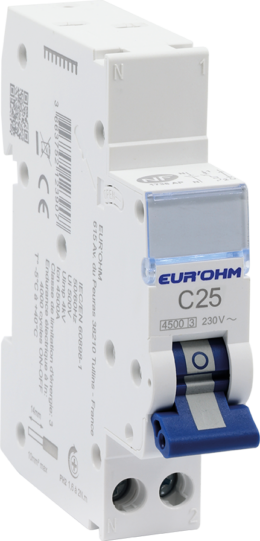 Disjoncteur 1P+N 25A courbe C connexion rapide/vis 4,5kA NF