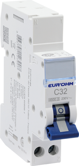 Disjoncteur 1P+N 32A courbe C connexion rapide/vis 4,5kA NF