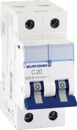 Disjoncteur 2P 20A courbe C connexion vis/vis 6kA NF