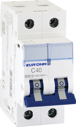 Disjoncteur 2P 40A courbe C connexion vis/vis 6kA NF