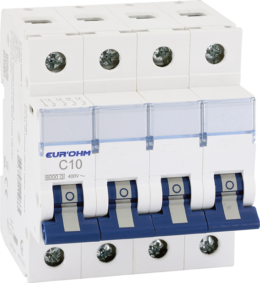 Disjoncteur 4P 10A courbe C connexion vis/vis 6kA NF