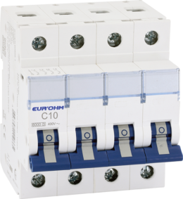 Disjoncteur 4P 10A courbe C connexion vis/vis 6kA NF