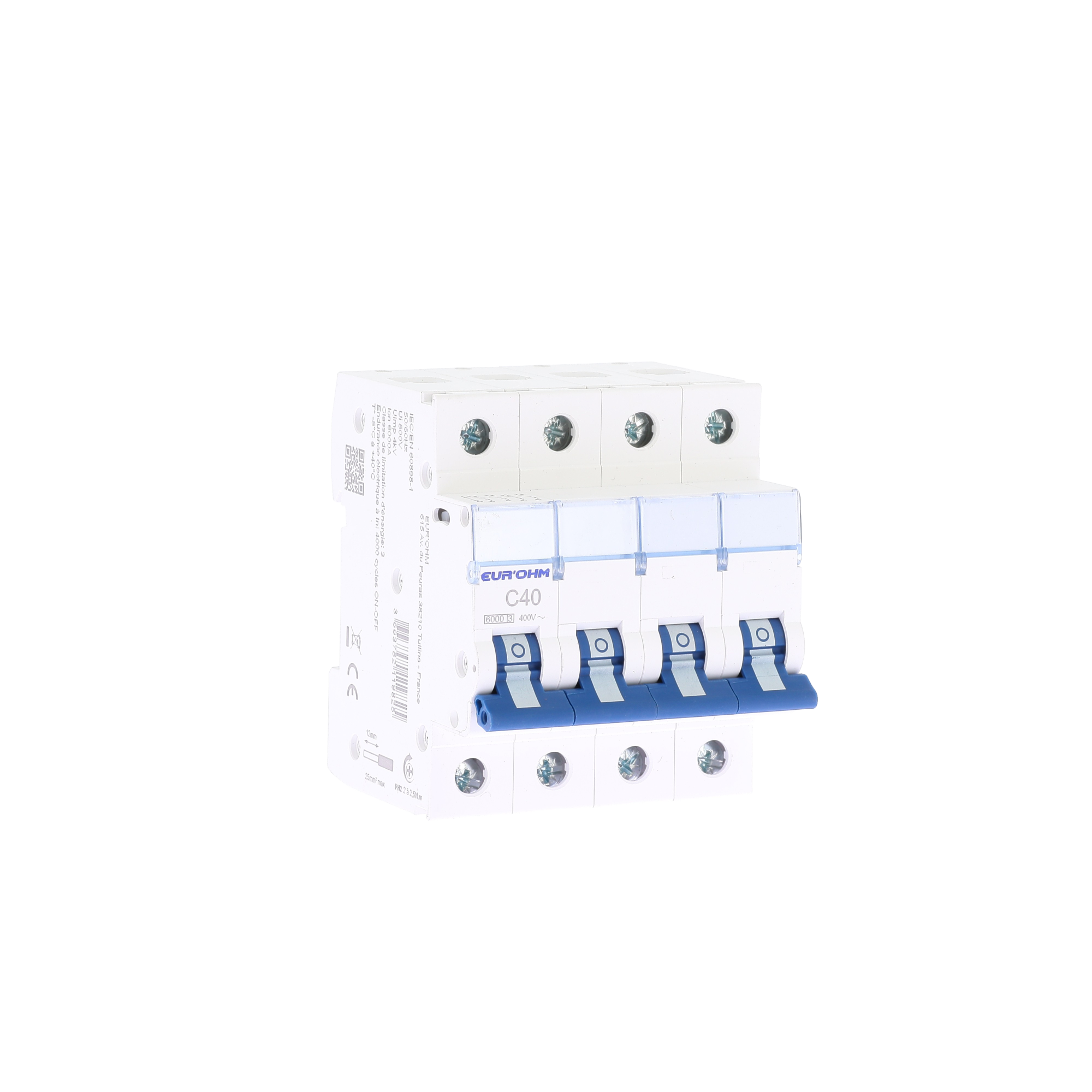 Disjoncteur 4P 40A courbe C connexion vis/vis 6kA NF