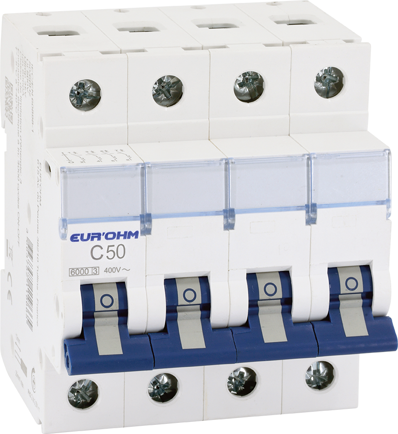 Disjoncteur 4P 50A courbe C connexion vis/vis 6kA NF