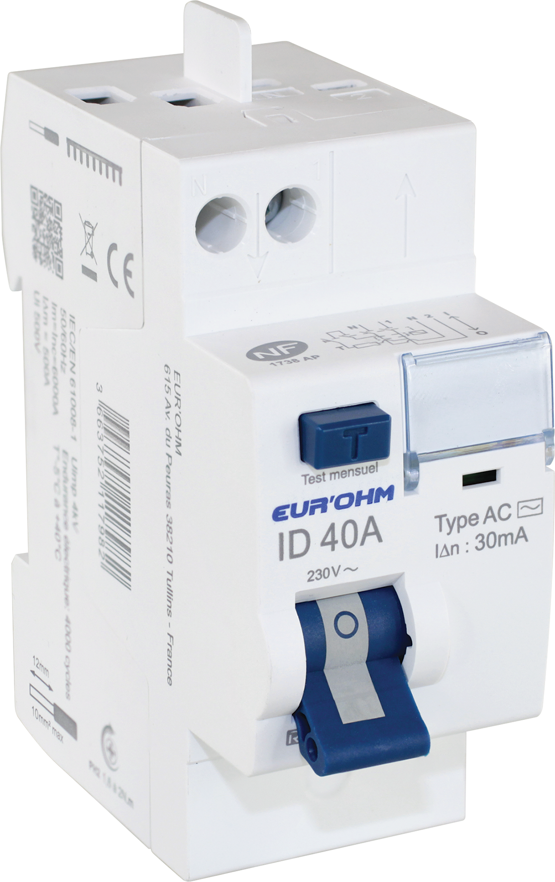 Interrupteur différentiel 2x40A 30mA H/H cx rapides type AC