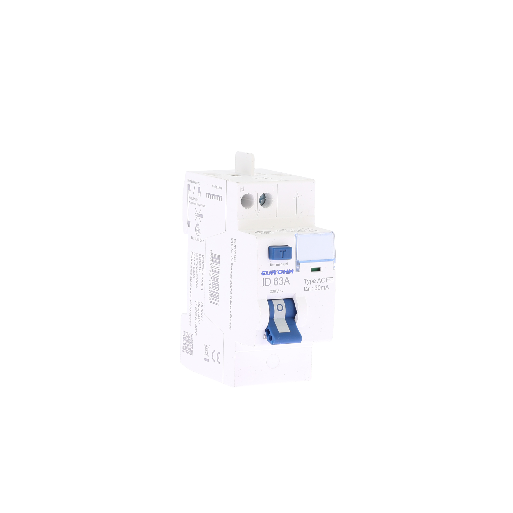 Interrupteur différentiel 2x63A 30mA H/H cx rapides type AC