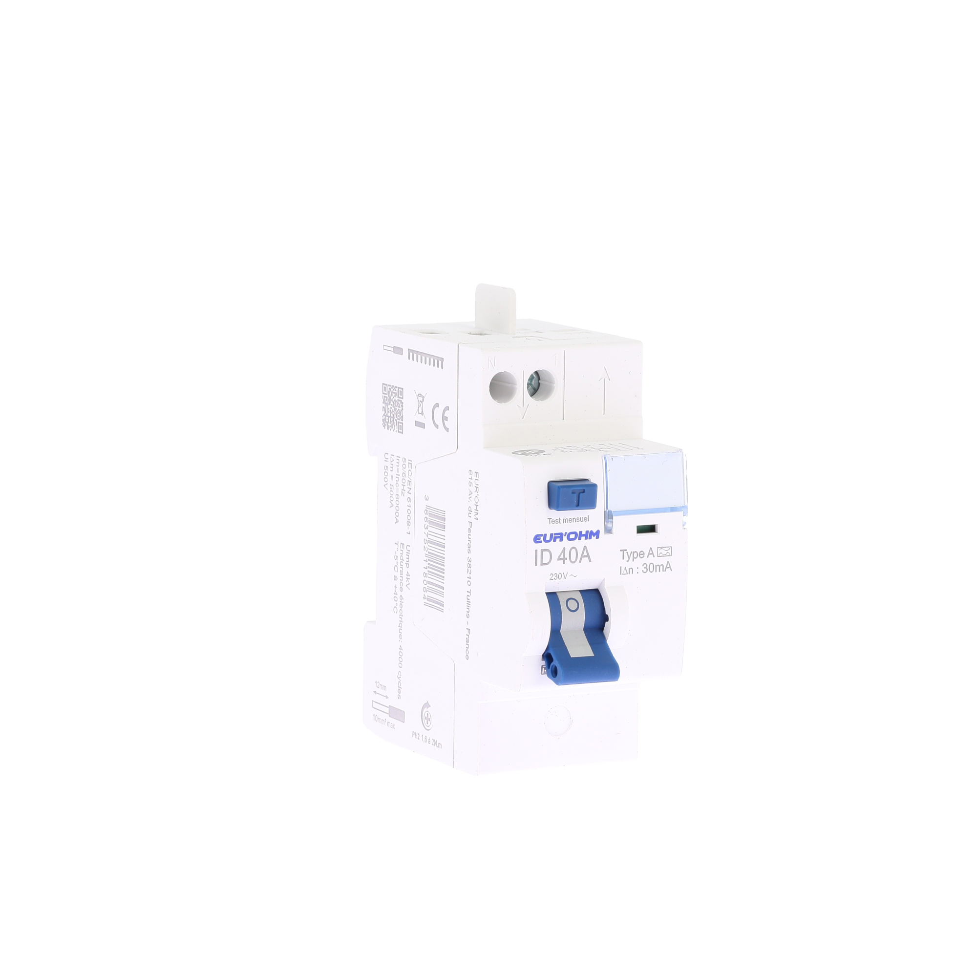 Interrupteur différentiel 2x40A 30mA H/H cx rapides type A