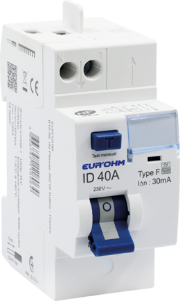 Interrupteur différentiel 2x40A  30mA H/H cx rapides type F
