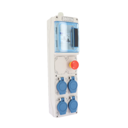 Coffret de chantier mono 4 prises simplifié 1 disj diff 16A + 4 PC 2P+T + Arret Urgence