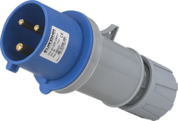 Fiche industrielle mobile droite 2P+T 32A 230V AC IP44