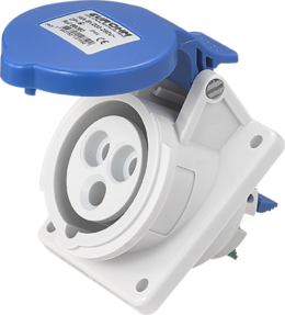 Socle de prise industrielle à encastrer à 10° 2P+T 16A 230V AC IP44
